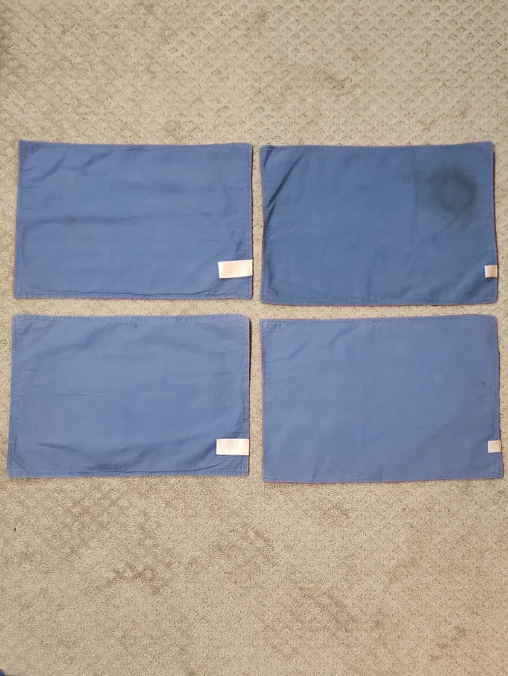 Williams Sonoma French Country Blue Fabric Placemats Set Of Four Red & Yellow